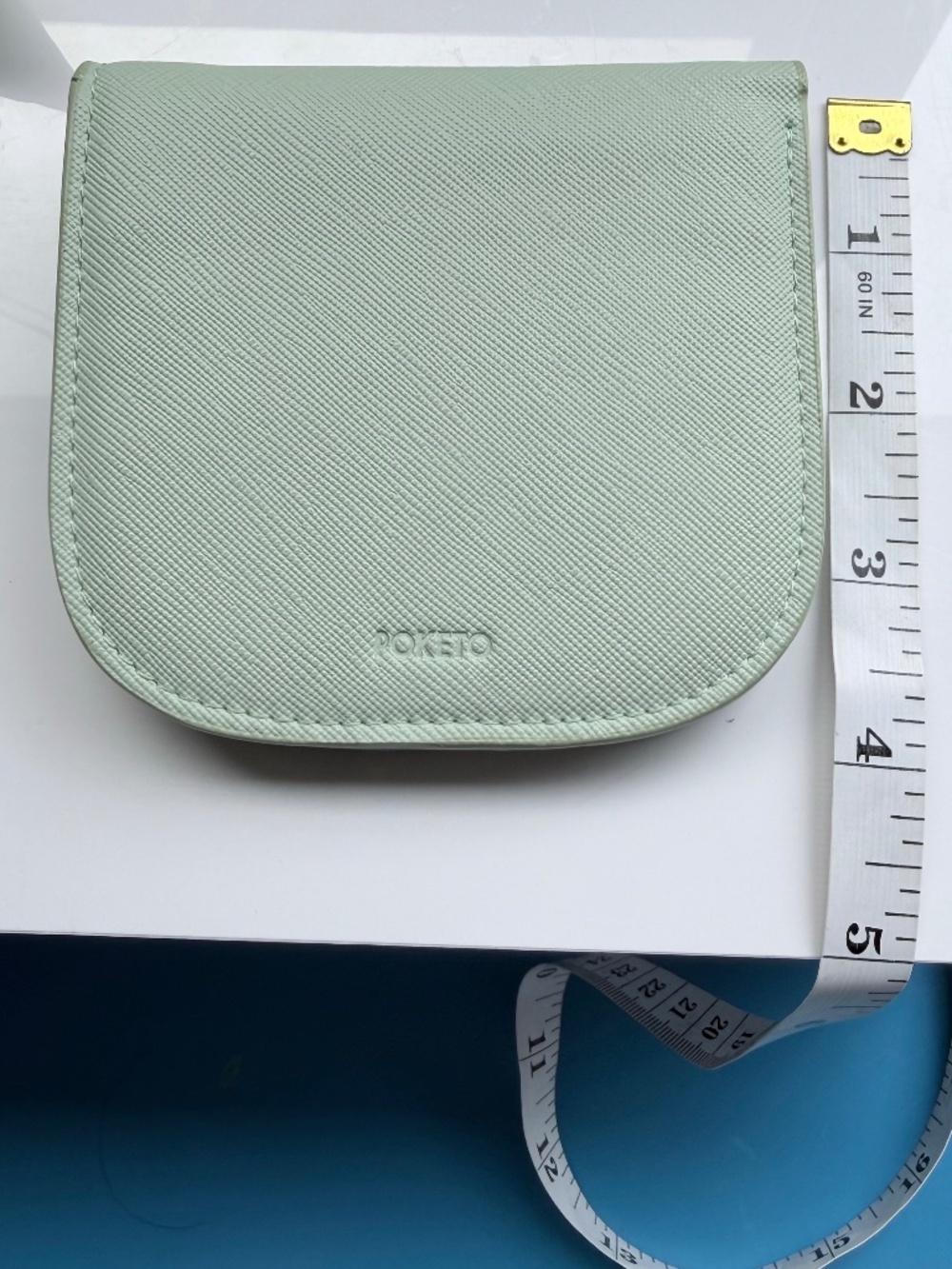 Poketo Vegan Saffiano Leather Dome Wallet In Mint - Picture 4 of 10
